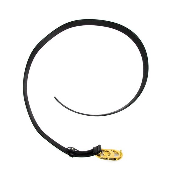 Gucci Marmont Gg Leather Black with Shiny Buckle 85 34 406831 (5910) Belt